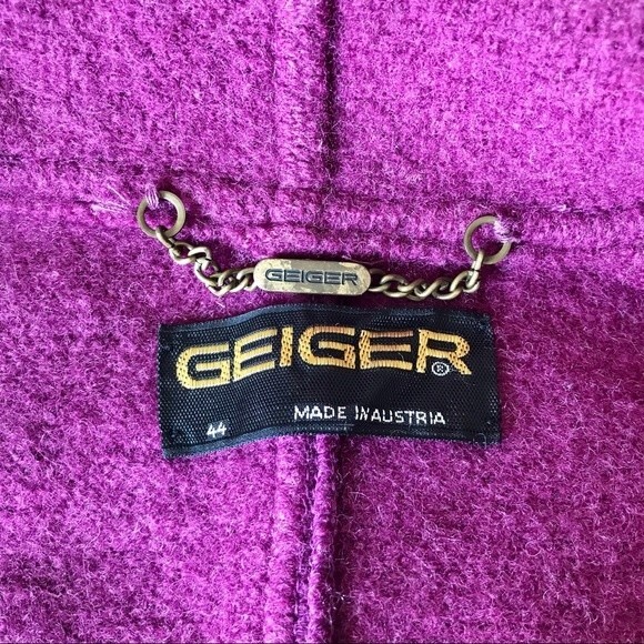 Boiled Wool Coat Magenta Pink Purple GEIGER of Austria Blazer Coat Jacket - Picture 3 of 7